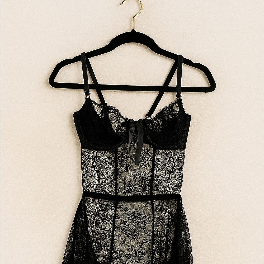 Victoria's Secret Black Lace Chemise